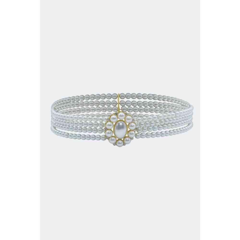 Voodoo Vixen - Layered Pearl Chain Ceinture pour la taille - Crème